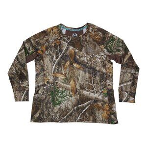 Realtree Boys Long Sleeve Camo Shirt Scent Control Size XL16-18 Stretch Vented